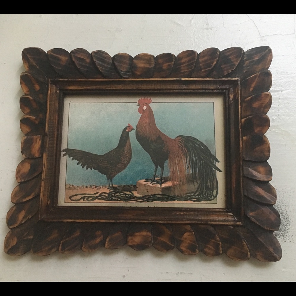 3 Vintage Robert Grace hand carved framed artwork. - Picture 2 of 6